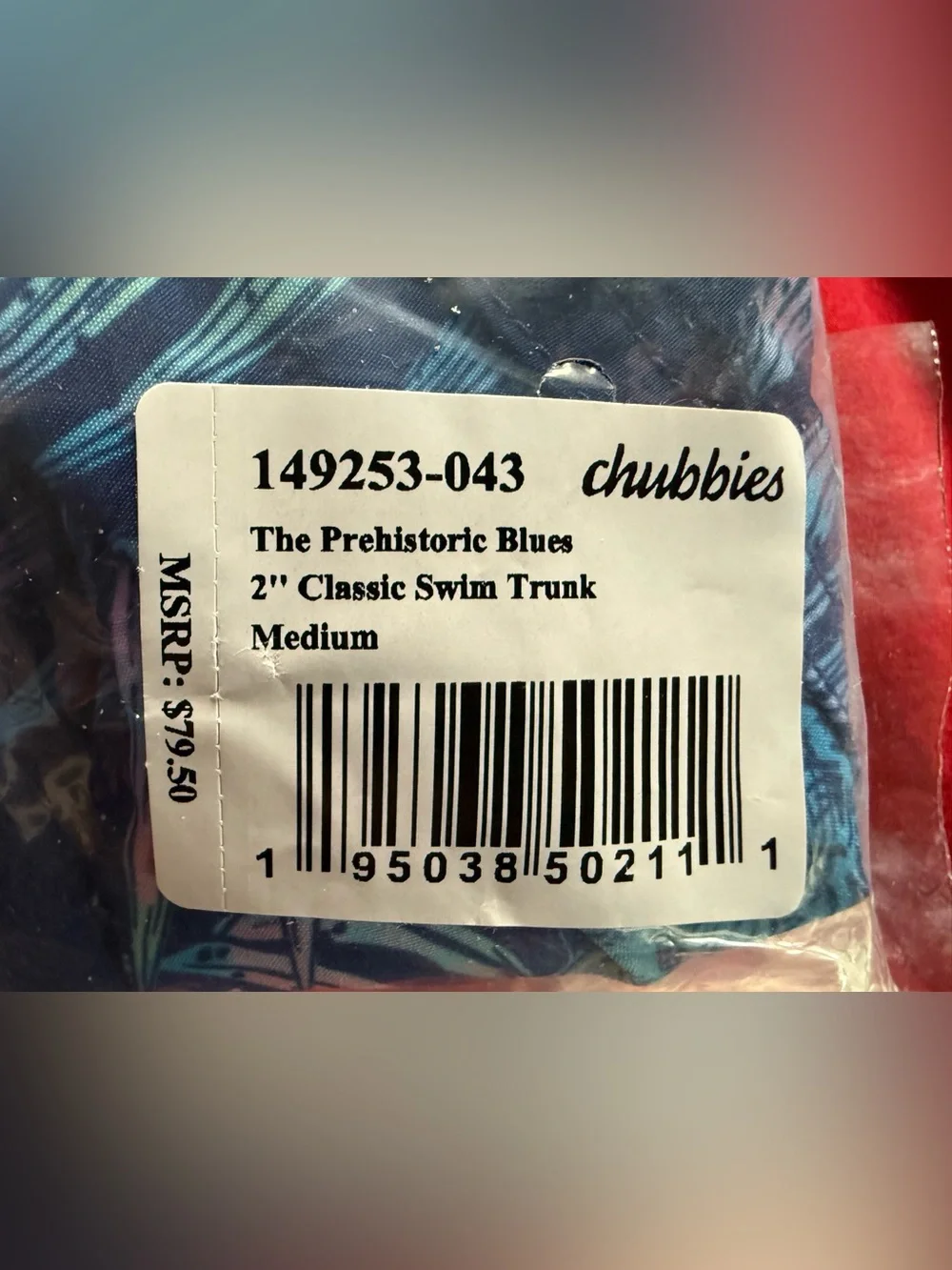 Mens Chubbies “The Prehistoric Blues” Navy 2” Swimsuit Size M